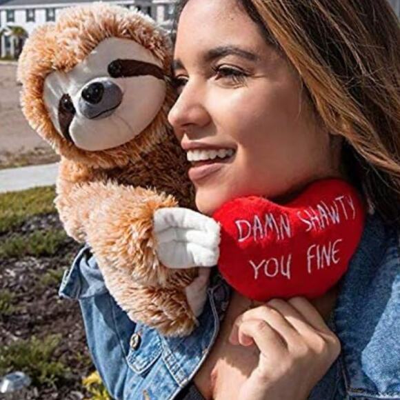 NEW Sloth Stuffed Animal Novelty Plush Love Heart Valentines Gift Present Spouse - Picture 7 of 7
